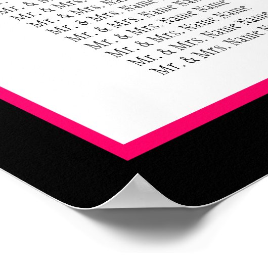 Roze Sjabloon Monogram bruiloft Poster (Hoek)