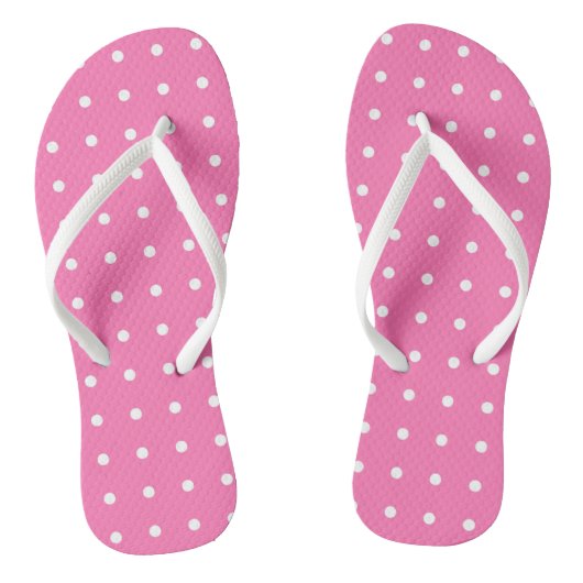 Roze Sjabloon Witte Stippen Roze Patroonontwerp Teenslippers (Voetbed)