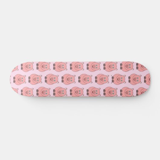 Roze skateboard dek van het Varkenspieontwerp (Horizontaal)