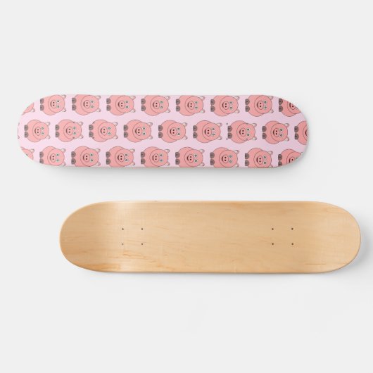 Roze skateboard dek van het Varkenspieontwerp (Horizontaal)