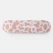 Roze skateboard koe print girly rodeo (Horizontaal)