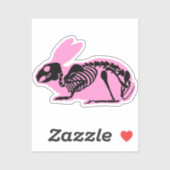 Roze Skelet Konijn Sticker (Vel)