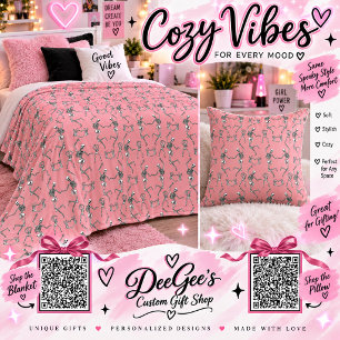 Roze Skelet Patroon Pastel Goth Kerstmis Halloween Sherpa Deken