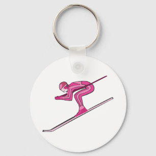 Roze Ski Fast Sleutelhanger