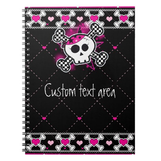 Roze Skull Crossbones & Notitieboek journal (Voorkant)