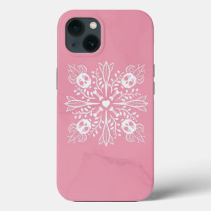 Roze Skulls Pastel Gothic Kawaii Schattigee Horror iPhone 13 Hoesje