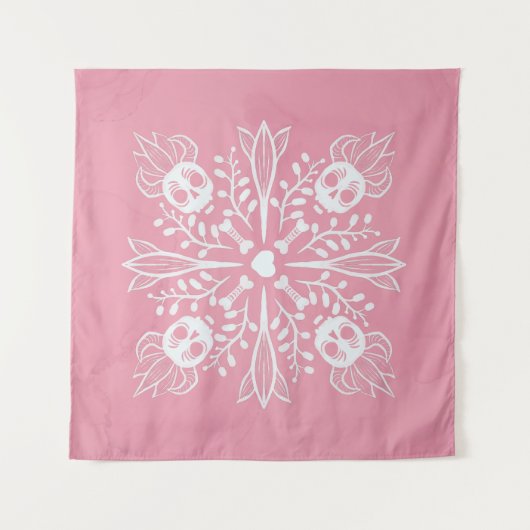 Roze Skulls Pastel Gothic Kawaii Schattigee Horror Wandkleed (Voorkant (horizontaal))