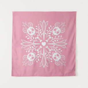 Roze Skulls Pastel Gothic Kawaii Schattigee Horror Wandkleed