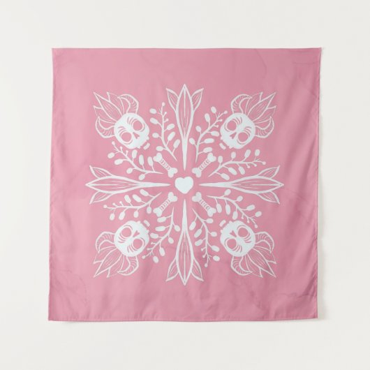 Roze Skulls Pastel Gothic Kawaii Schattigee Horror Wandkleed (Voorkant)