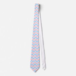 Roze, Sky Blue, White Large Chevron ZigZag Pattern Stropdas