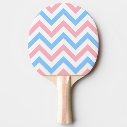 Roze, Sky Blue, White Large Chevron ZigZag Pattern Tafeltennisbatje (Voorkant)