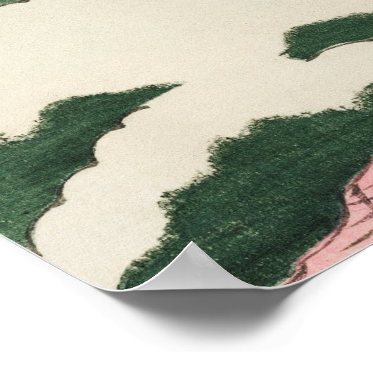 Roze Sky Clouds Japans Woodblock Art Print (Hoek)