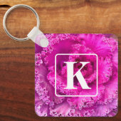 Roze Sla Sleutelhanger met Monogram (Voorkant)