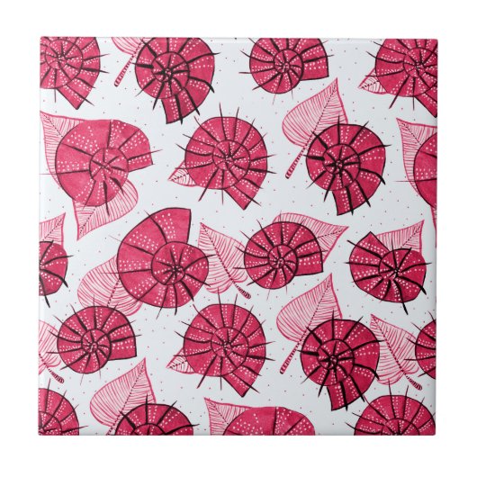 Roze slakken Pattern Girly Zoology Tegeltje (Voorkant)