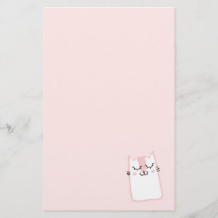 Roze Slapende Kitty Kat Briefpapier