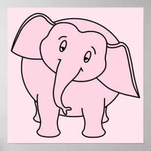 Roze slaperig olifant. Cartoon. Poster