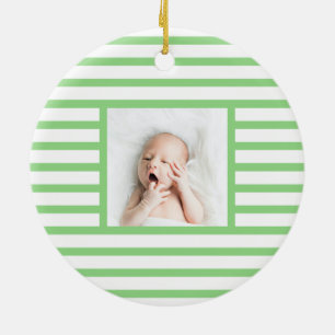 Roze slapy Baby Dino   Green Stripe Modern Keramisch Ornament