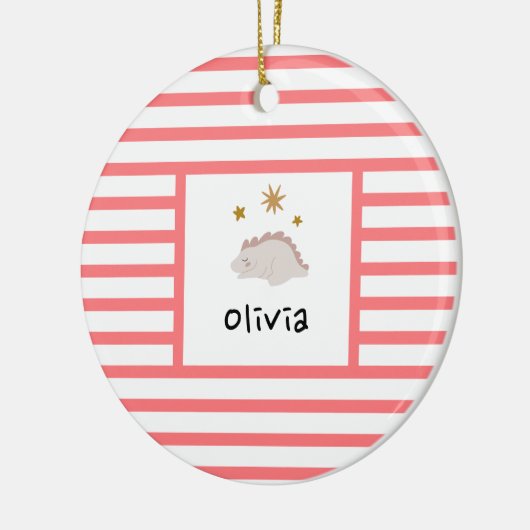 Roze slapy Baby Dino | Roze band Modern Keramisch Ornament (Links)