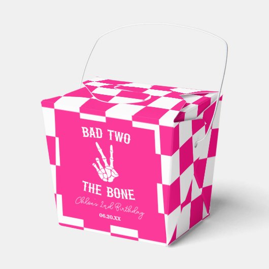 Roze Slechte Twee Het Bone Skelet 2e Verjaardagsfe Bedankdoosjes (Voorkant Zijde)