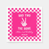 Roze Slechte Twee Het Bone Skelet 2e Verjaardagsfe Servet (Voorkant)