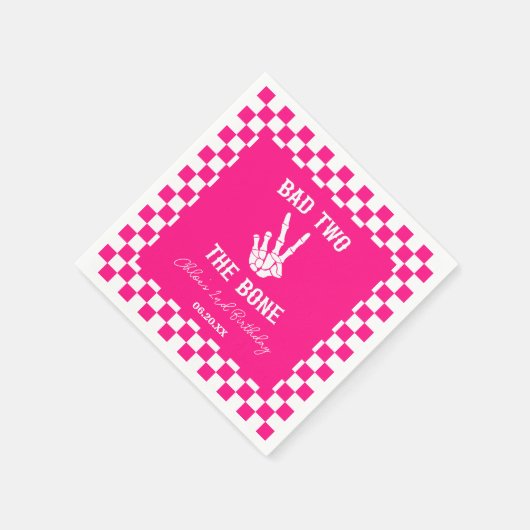 Roze Slechte Twee Het Bone Skelet 2e Verjaardagsfe Servet (Hoek)