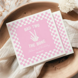 Roze Slechte Twee Het Bone Skelet 2e Verjaardagsfe Servet