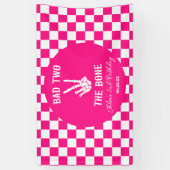 Roze Slechte Twee Het Bone Skelet 2e Verjaardagsfe Spandoek (Verticaal)