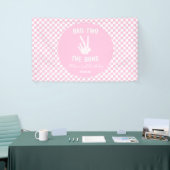 Roze Slechte Twee Het Bone Skelet 2e Verjaardagsfe Spandoek (Beurs)