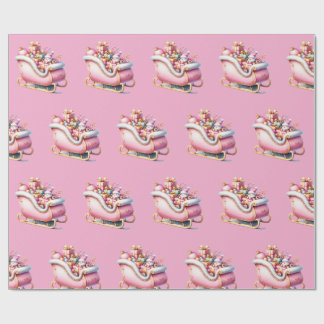 Roze slee Kerstvakantie Cadeaupapier