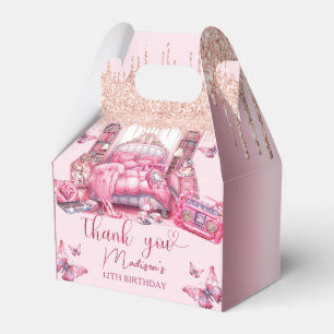 Roze Sleepover Meisje Verjaardag Gepersonaliseerd Bedankdoosjes