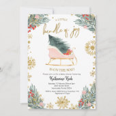 Roze Sleigh Baby shower Kleine bundel van vreugde Kaart (Voorkant)