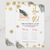 Roze Sleigh Kerst Baby shower Hoe oud Ouders (Voorkant / Achterkant)