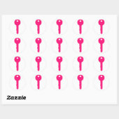 Roze Sleutel Ronde Sticker (Vel)