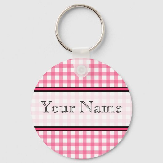 Roze Sleutelhanger Gingham (Voorkant)