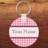 Roze Sleutelhanger Gingham (Voorkant)