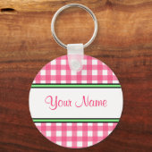 Roze Sleutelhanger Gingham (Voorkant)