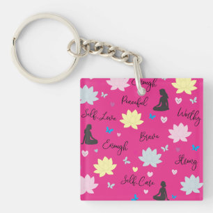 Roze sleutelhanger Weerbaar Bloom Lotus-ontwerp