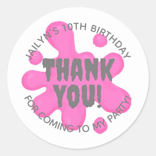 Roze Slime Party Favor Sticker (Voorkant)