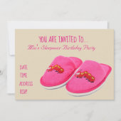Roze slipper Slumber sleepover op verjaardagsfeest Kaart (Voorkant)