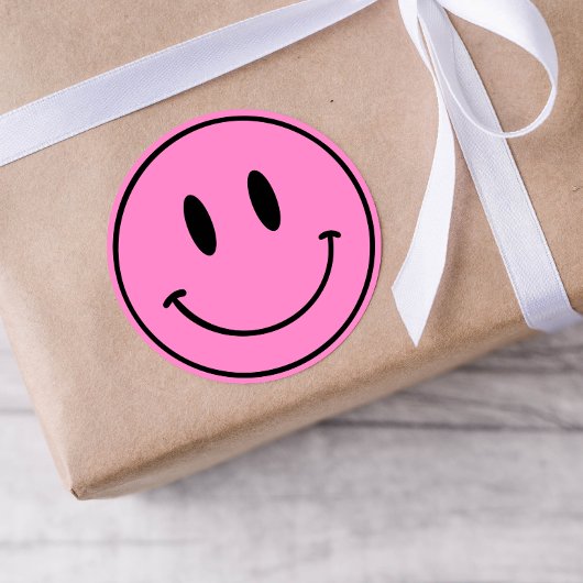 Roze Smiley One Happy Dude/Gal Verjaardag Stickers