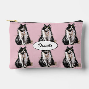 Roze smoking zwart witte kat katten schattige meis etui