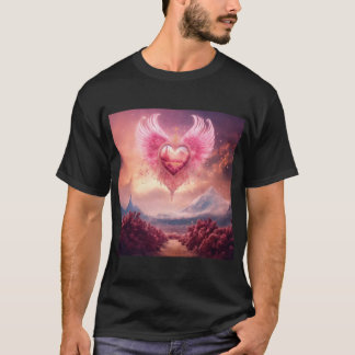 Roze Smoky Heart met Vleugels in Witte Woestijn T-shirt