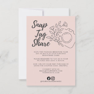 Roze Snap Tag Share Kleine Bedankkaart voor Zakeli