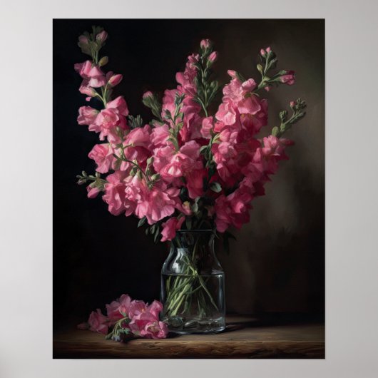Roze Snapdragon Flowers Art Print Poster (Voorkant)