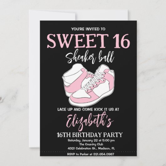 Roze Sneaker Bash Verjaardagsfeestje Kaart (Voorkant)