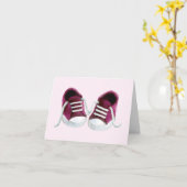 Roze Sneakers Baby shower Dank u kaarten (Gele Bloem)