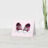 Roze Sneakers Baby shower Dank u kaarten (Voorkant)