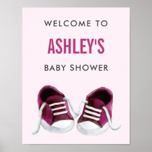 Roze Sneakers Baby shower Welkomstteken Poster