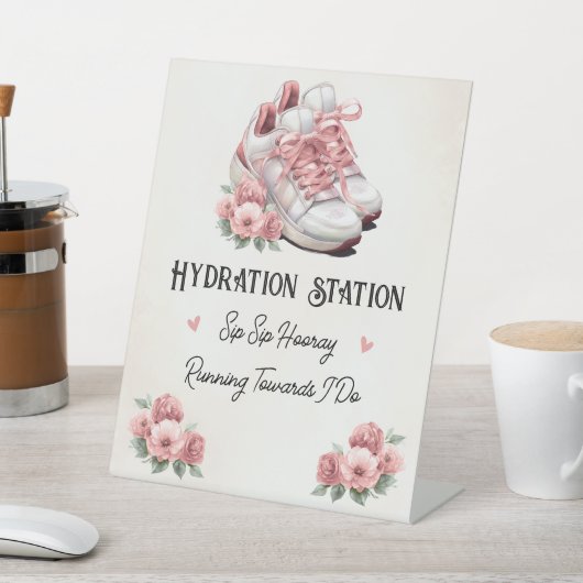 Roze Sneakers Bloemen Hydration Station Beverage Reclamebord Met Voetstuk (Insitu)