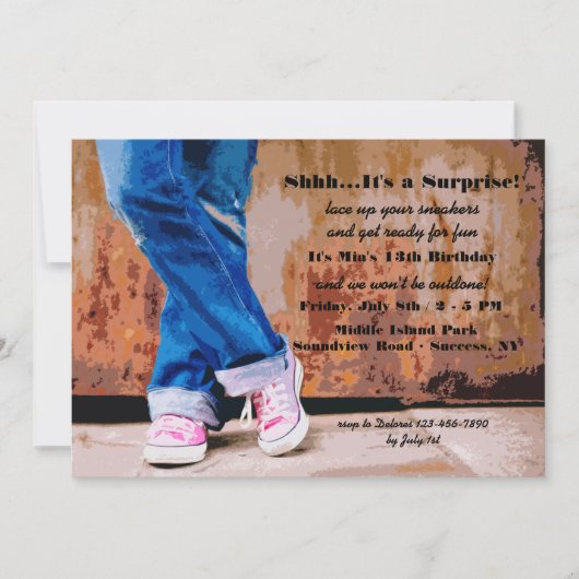 Roze Sneakers Uitnodiging (Voorkant)